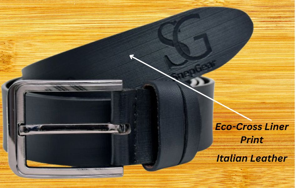 Italian Leather Belt Eco Cross Lines Printed- SnepGear